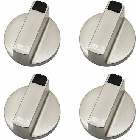 Lot de 4 boutons de commande pour cuisinière à gaz, diamètre arbre 6 mm, finition métallique lisse, compatible fours gaz