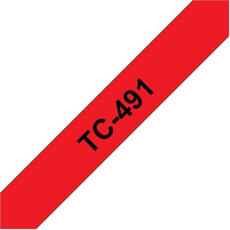 Brother TC-491 nastro per etichettatrice Nero su rosso (1/2)