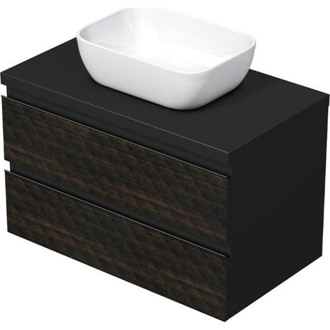 Cube Way 80x47,5x46 cm mobile da bagno sospeso con lavabo e pannello di copertura, marrone opaco (CUBE3D46802ZHKD)