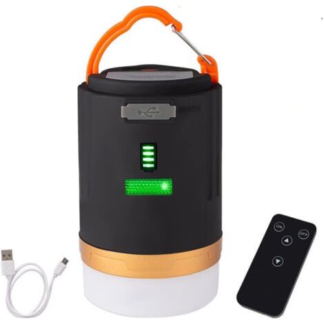 Lanterne de camping portable rechargeable par USB - Lanterne d'extérieur avec télécommande - Lanterne LED magnétique étanche à intensité variable pour le camping, la randonnée et la pêche (1/5)