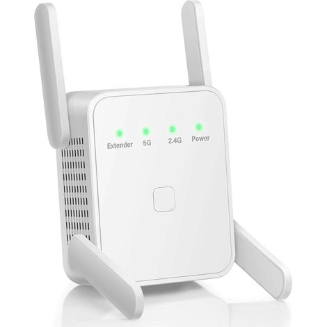 Répéteur WiFi, Amplificateur WiFi, Extendeur WiFi 1200Mbps Double Bande avec 4 Antennes pour Maison, Bureau et Location (1/5)
