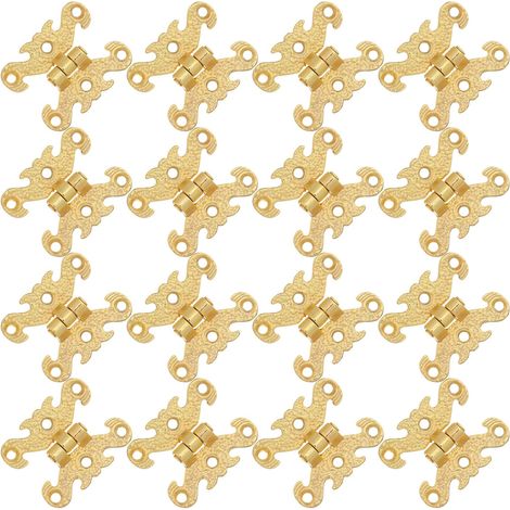 CCYKXA 16-teiliges Set Vintage-Scharniere in H-Form aus Zinklegierung mit Schraubenlöchern und Goldfinish, für dekorative Schachteln und kleine Holzpaneele (1/5)