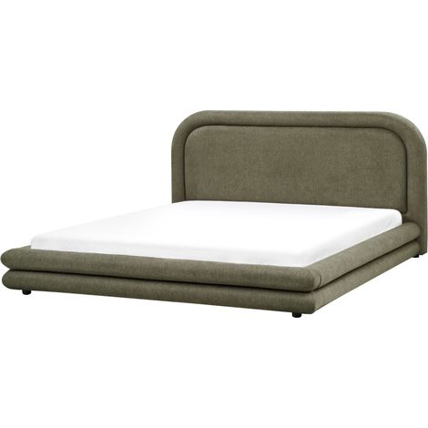 Letto matrimoniale ad acqua imbottito in tessuto verde con testiera e box spring 180 x 200 cm Lavardens (1/5)