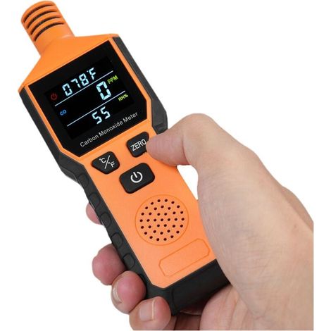 Détecteur portable 3 en 1 monoxyde de carbone, batterie, alarme CO portable avec température et humidité, moniteur CO pour maison, extérieur, camping-car, facile à lire,de (1/4)