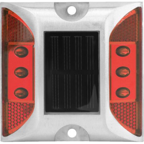 Jeffergarden Solarbetriebene LED-Bodenmarkierungsleuchten, wasserdicht, für Außeneinfahrten, Straßen und Autobahnen, rote Spitzenleuchte (1/2)