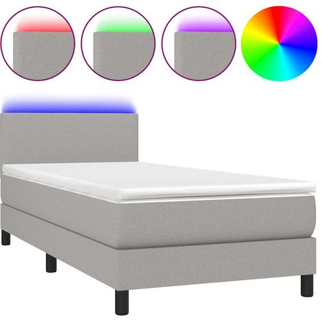 Maison Exclusive - Boxspringbett mit Matratze & LED Hellgrau 90x1 (1/5)