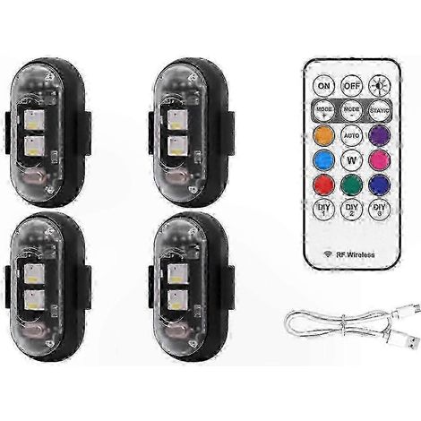 Lot de 4 feux stroboscopiques LED sans fil télécommandés pour véhicules (1/5)