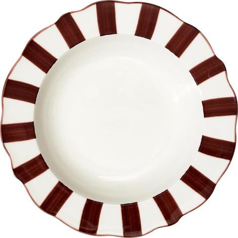 Lot de 6 Assiettes Creuses "Cleo" 20cm Bordeaux & Blanc