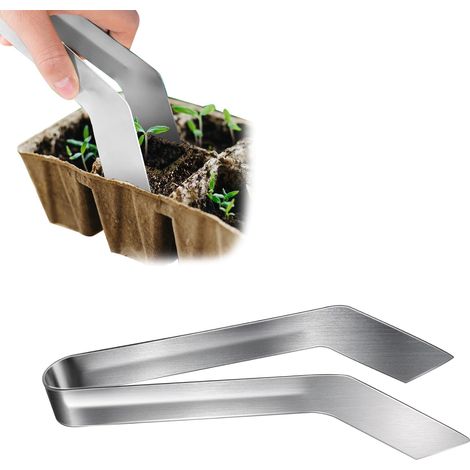 2-delige tang voor het verplanten van zaailingen - roestvrij staal - roestbestendige gladde handgrepen - afneembaar - geschikt voor het verplanten van zaailingen in de tuin - afbeelding kleur (1/5)