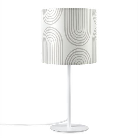 Paco Home Lampada Da Tavolo Comodino Paralume Tessuto Lampada Da Parete Soggiorno Vintage Lampada da tavolo - Bianca, Design 6 (Ø18 cm) (1/4)