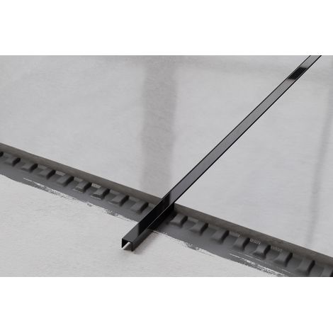 Edelstahl Erdungsanschluss U-Profil für Fliesen 1cm x 244cm - Glänzendes Schwarz (1/3)