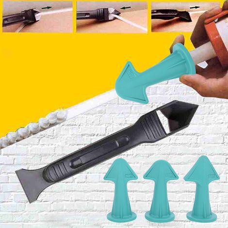 Kit de 4 outils de finition pour mastic caoutchouc, carrelage et céramique : grattoir et enduit. (1/5)