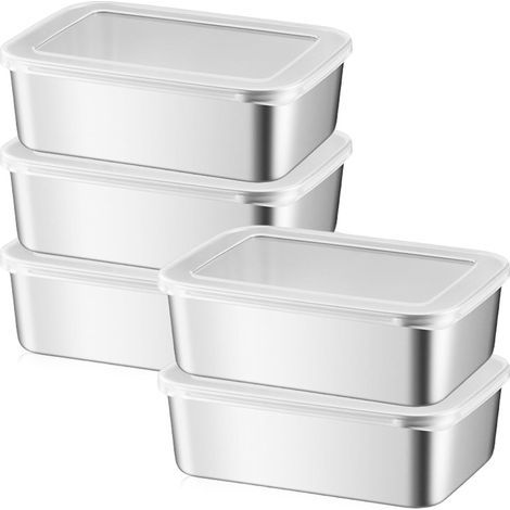 Vorratsbehälter – Edelstahl – 1100 ml – Mikrowellen- und gefriergeeignet – 5er-Pack (1/5)