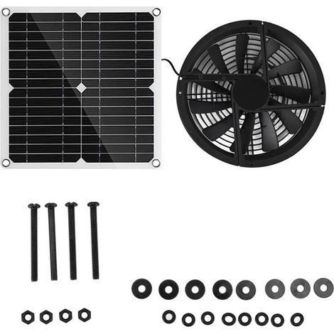 Kit ventilateur solaire, 100 W, 3000 tr/min, ventilateur d'extraction étanche de 25 cm (10 pouces) alimenté par panneau solaire, ventilateur solaire protégé pour poulailler (1/5)