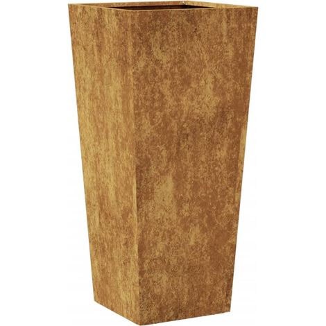 Jardinera para terraza o jardín 35 x 35 x 75 cm acero corten color marrón 020037514