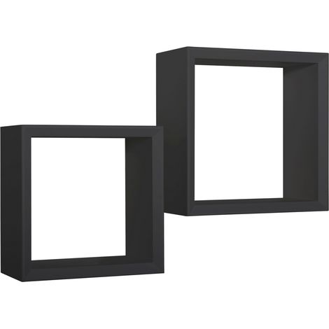 Mensola 2 pz scaffale parete nero salotto camera soggiorno moderno Ginevra (1/5)