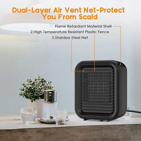 Riscaldatore elettrico portatile, ventilatore riscaldante in ceramica, controllo automatico della temperatura costante, per uso interno in ufficio, spina UE (1/4)