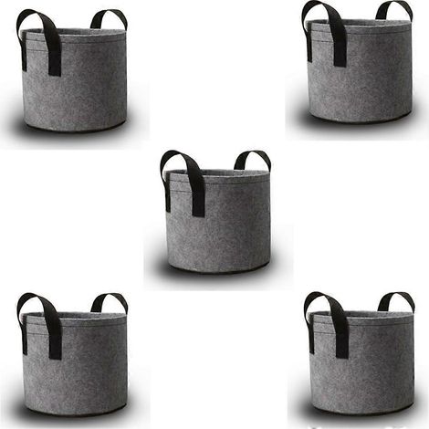 Gris renforcé tissu pots Vegetable fleur plante sacs de culture épaissi non tissé tissu pots avec poignées 5 gallons (1/5)