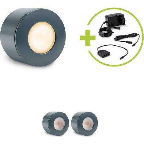 Aufbau/Einbaustrahler Mini Bergamo 3W 2700K IP44 - Farbe: anthrazit RAL 7016 - Anzahl: 3x (1/5)
