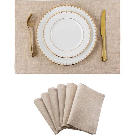6 pièces dessous de plat en PVC tissé, antidérapant et isolant thermique, 48x33 cm, pour table à manger et table basse (1/5)