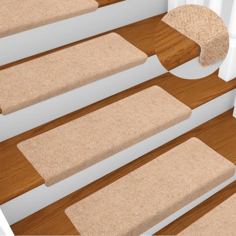 Tapis d'escalier de marches 10 pcs,Marchettes d'escalier,Protections d'escalier Marron 65x21x4 cm Aiguilleté DVNEI142249 (1/5)