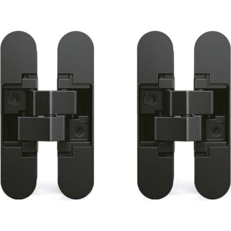 Concealed hinge for doors, Set of 2 concealed hinges for heavy doors, 40 kg load capacity, 180º opening, zamak, black, (1/5)