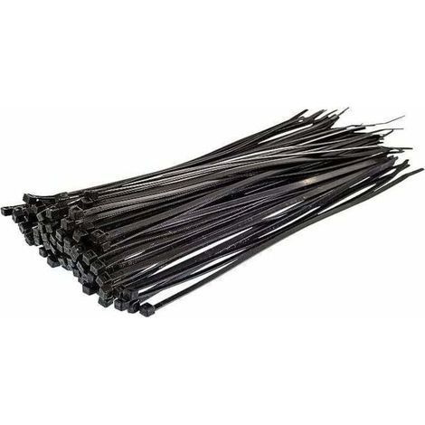 Bridas de nailon para cables - 300 mm x 4 mm - Negras - Resistentes a los rayos UV - Abrazaderas para cables - Paquete de 250 unidades (1/4)