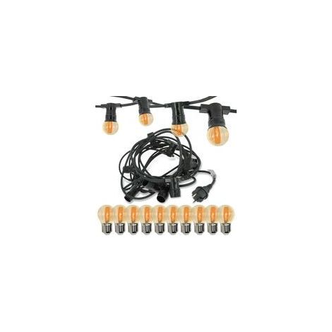 Guirlande lumineuse d'extérieur 10 ampoules LED E27 4W blanc chaud 10 mètres – Interconnectable jusqu'à 80 mètres – IP44 pour intérieur/extérieur (1/5)