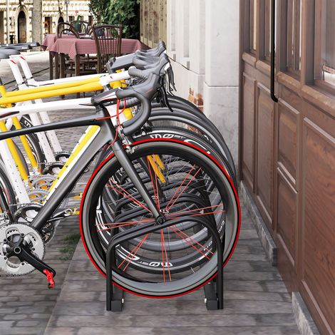 Fahrradständer für 6 Fahrräder, Stahl-Fahrradständer zur Boden- oder Wandmontage, 179 x 33 x 27 cm, Schwarz
