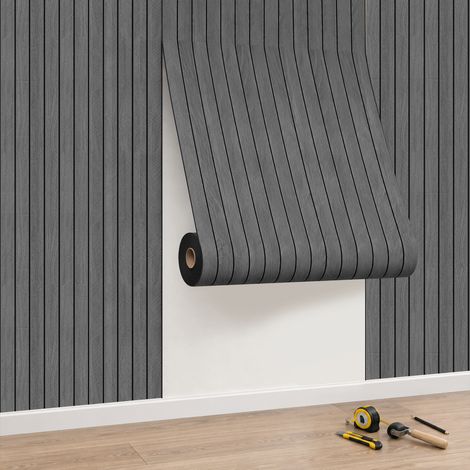 Jiubiaz 3D Wandpaneel Dekor Wandpaneel selbstklebend Holzoptik Holzlatten-Tapete in Rolle 300x60cm (1/5)
