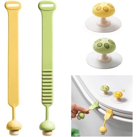 4 Pièces Poignée Siège de Toilette Poignée Couvercle Toilette Silicone pour Eviter Tout Contac Rehausseurs Poignées pour Abattant de Toilettes pour Voyage,Maison,Hôtel (Accessoires toilette) (1/4)