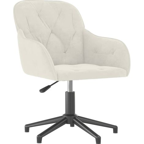 Silla de oficina giratoria de terciopelo color crema vidaXL
