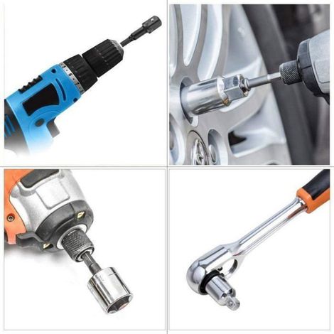 Adaptateur Douille - 1 2 Pouces 3 8 Pouces 1 4 Pouces - Pour Perceuse Et Tournevis Electrique - Set Complet De Reducteurs Hexagonaux - 1 Pièce (1/4)