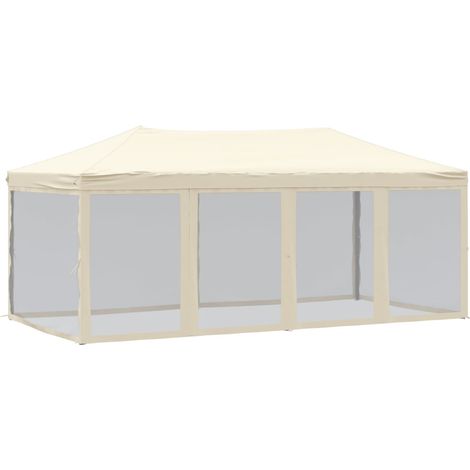Tente de réception pliable avec parois Crème 3x6 m