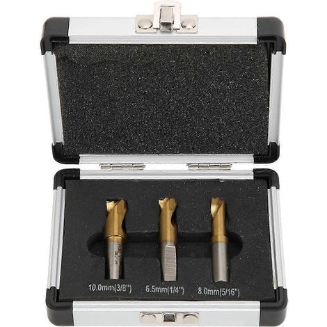 Kit de 3 forets à souder par points en acier rapide au cobalt (HSS CO) avec accessoires de coupe et de soudage (1/4 po, 5/16 po, 3/8 po). (1/5)
