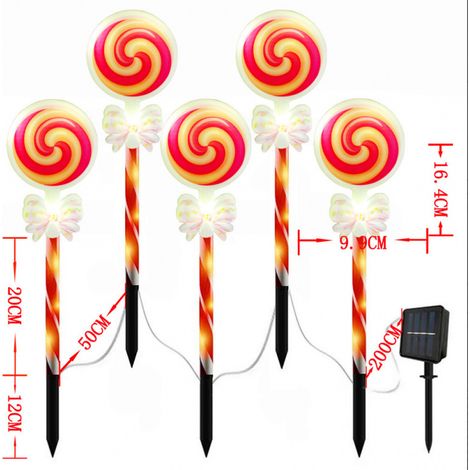 Piquets lumineux LED de Noël panneau forme sucette extérieur, coque PS, IP65, non réglable, décoration festive pour jardin et cour CT-1 (1/5)