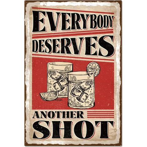 Plaque métallique en étain de vin "Another Shot" (Un autre verre), Plaques en étain vintage 20x30 cm, Affiche de famille de vin pour la décoration murale intérieure et extérieure, bar à la maison, caf (1/5)