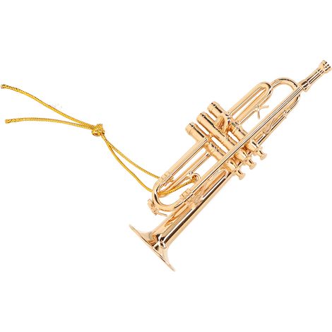 Ornement Miniature Trompette en Laiton Décor Bureau Élégant Instrument de Musique Doré (1/5)