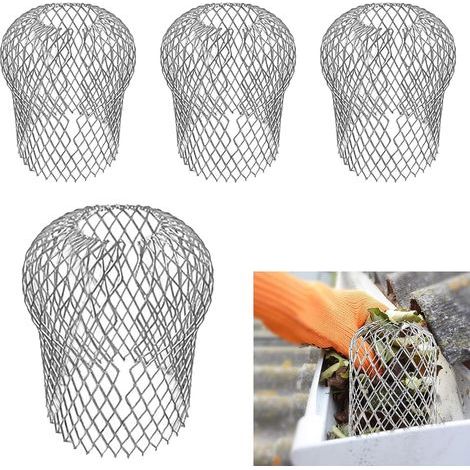 Lot de 4 protège-gouttières en métal, grille de protection contre les feuilles et la mousse sur les avant-toits et les gouttières