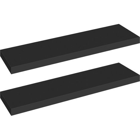 Étagères Murales, Lot de 2, Tablettes Flottantes, Suspendues, avec Supports Cachés, Longueur 80 cm, pour Salle de Bain, Chambre, Toilettes, Cuisine, Bureau, Salon, Noir (1/5)