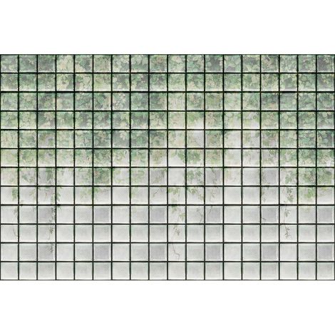 Papier peint panoramique vert & blanc pour couloir Tapisserie panoramique arbre foret nature zen Papier peint panoramique à motif carreau blanc (1/2)