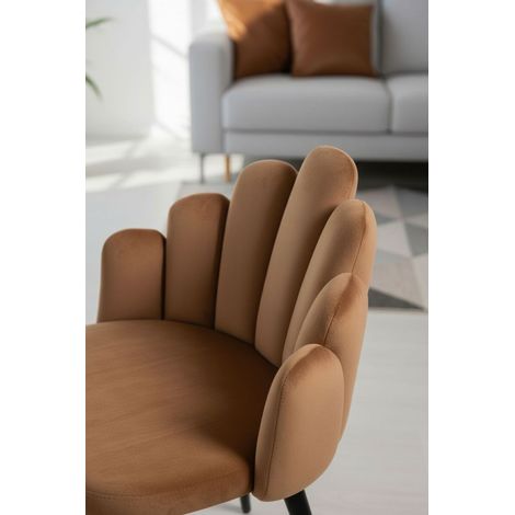 Sillas Comedor - Silla Hand Terciopelo Patas Negras - Marrón (1/5)