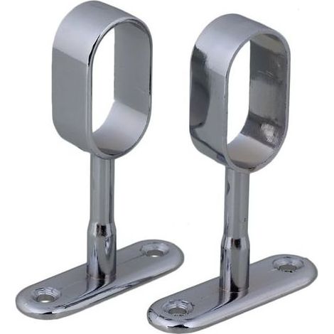 Lot de 2 supports de penderie ovales en alliage de zinc plaqué argent 16 mm (1/5)