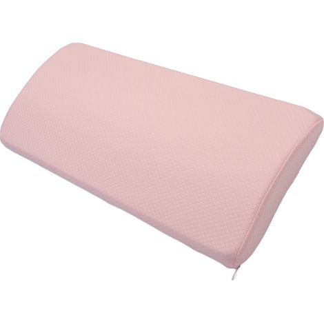 Oreiller de soutien lombaire ergonomique, doux pour la peau, respirant et lavable, pour le bas du dos, idéal pour le lit et le fauteuil. Noyau 3D rose amélioré. (1/5)