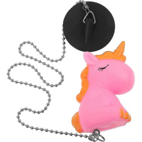 Bouchon de baignoire en caoutchouc, bouchon de lavabo, bouchon de vidange licorne avec chaînette