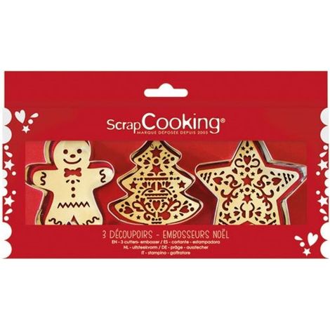 3-teiliges Set Schneide- und Prägestifte aus Holz – Weihnachten – Scrapcooking