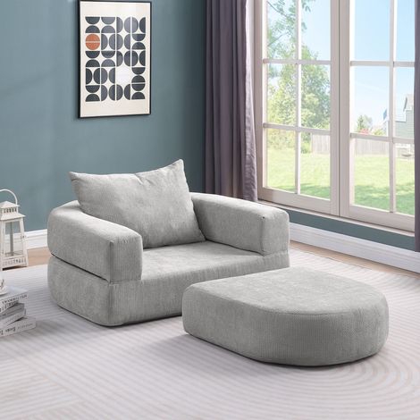 Canapé modulable Chenille hellgrau, modernes Sofa-Set mit reversibler Anordnung