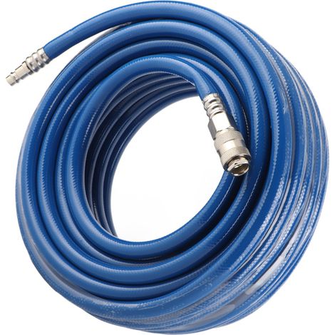 Tuyau pneumatique flexible en PVC bleu de 15 m avec raccord rapide pour compresseur d'air (1/5)