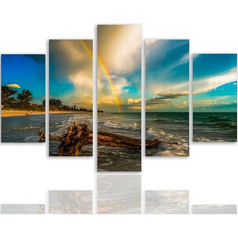 Tableau arc en ciel au dessus de la plage - 250 x 120 cm (1/5)