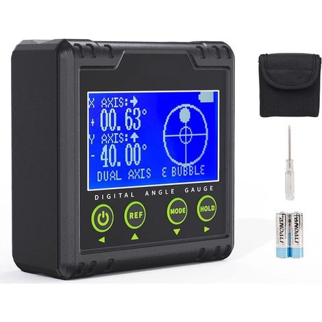 Jauge d'Angle Numérique,Rapporteur d'Angle à Bulle Électronique Boîte de Niveau Double Axe Résolution 0,01°Base Aimanté Rainure V&Jauge de Biseau Inclinomètre LCD Alerte Sonore-Mesure0360° (1/5)